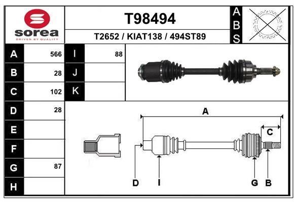 EAI T98494 Drive shaft T98494