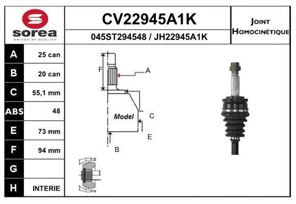 EAI CV22945A1K Joint kit, drive shaft CV22945A1K