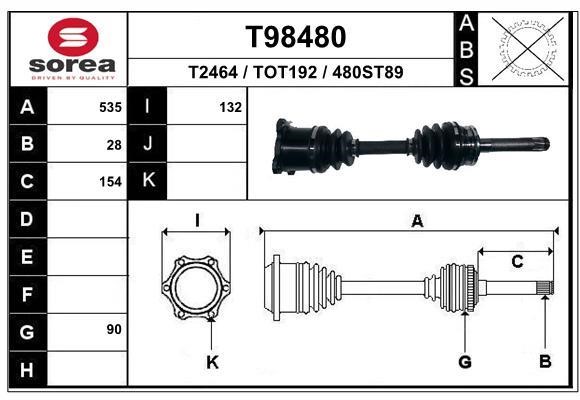 EAI T98480 Drive shaft T98480