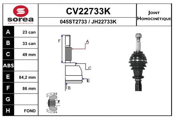EAI CV22733K Joint kit, drive shaft CV22733K