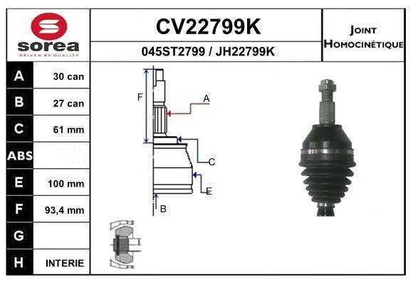 EAI CV22799K Joint kit, drive shaft CV22799K