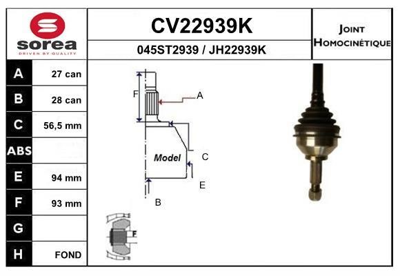 EAI CV22939K Joint kit, drive shaft CV22939K
