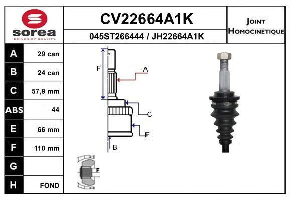 EAI CV22664A1K Joint kit, drive shaft CV22664A1K