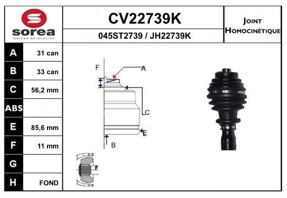 EAI CV22739K Joint kit, drive shaft CV22739K