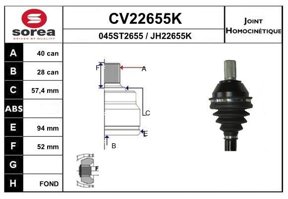 EAI CV22655K Joint kit, drive shaft CV22655K