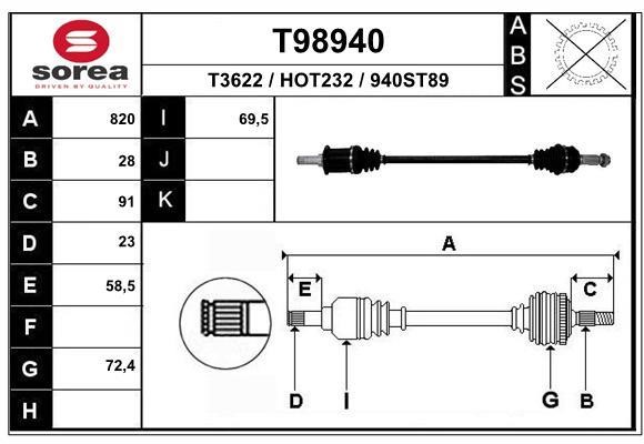 EAI T98940 Drive shaft T98940