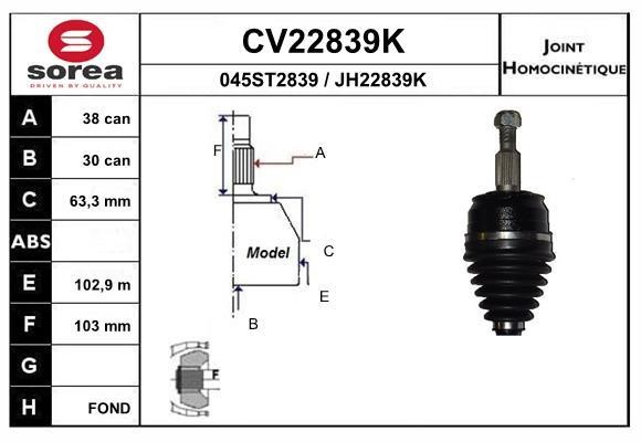 EAI CV22839K Joint kit, drive shaft CV22839K