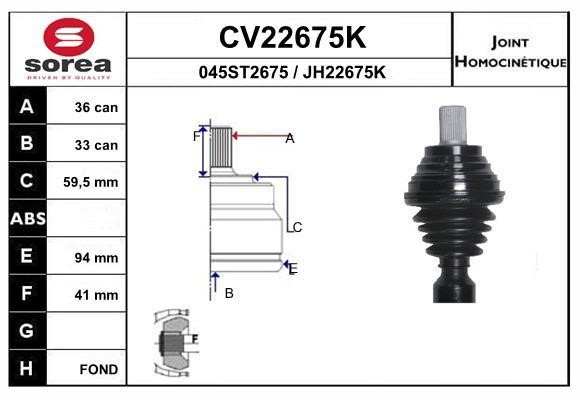 EAI CV22675K Joint kit, drive shaft CV22675K