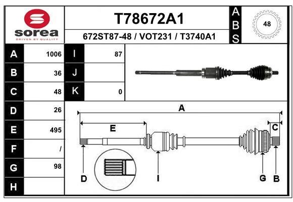 EAI T78672A1 Drive shaft T78672A1