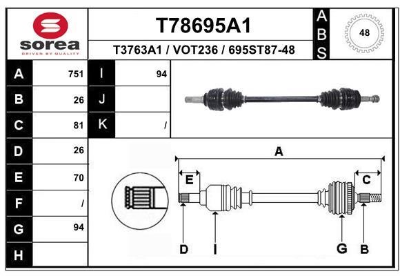 EAI T78695A1 Drive shaft T78695A1