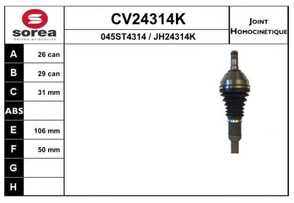 EAI CV24314K Joint kit, drive shaft CV24314K