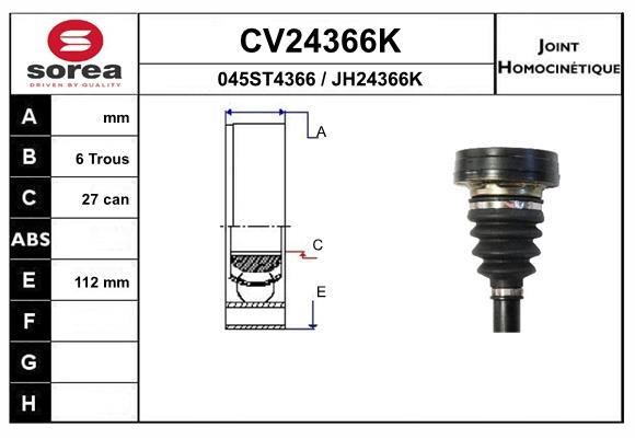 EAI CV24366K Joint kit, drive shaft CV24366K