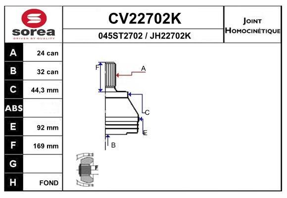 EAI CV22702K Joint kit, drive shaft CV22702K