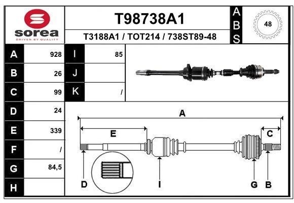 EAI T98738A1 Drive shaft T98738A1