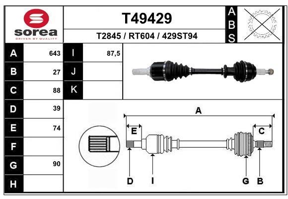 EAI T49429 Drive shaft T49429