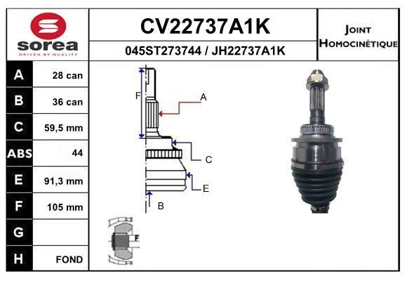 EAI CV22737A1K Joint kit, drive shaft CV22737A1K