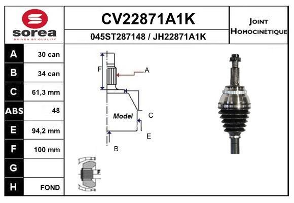 EAI CV22871A1K Joint kit, drive shaft CV22871A1K