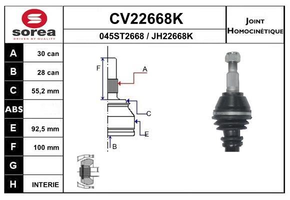 EAI CV22668K Joint kit, drive shaft CV22668K