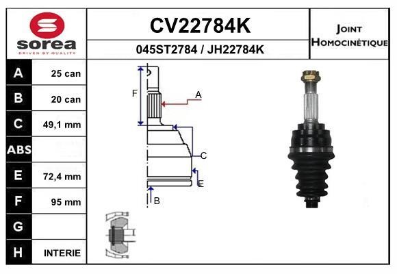 EAI CV22784K Joint kit, drive shaft CV22784K