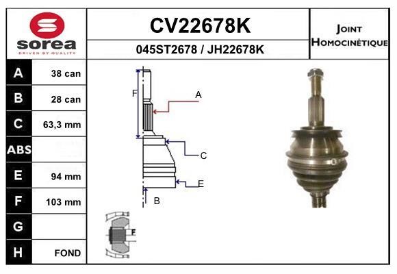 EAI CV22678K Joint kit, drive shaft CV22678K
