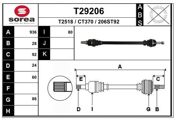 EAI T29206 Drive shaft T29206