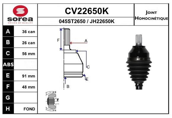 EAI CV22650K Joint kit, drive shaft CV22650K
