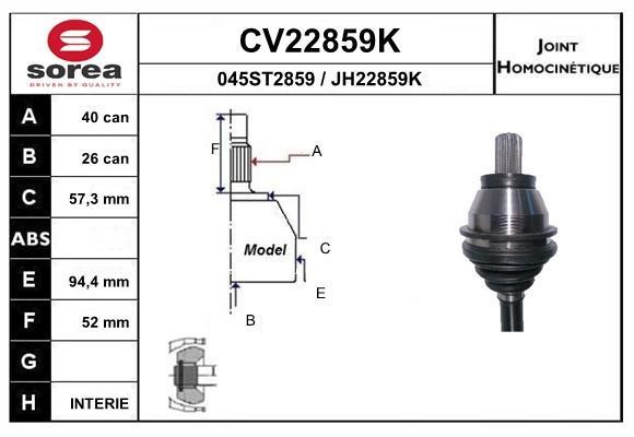 EAI CV22859K Joint kit, drive shaft CV22859K