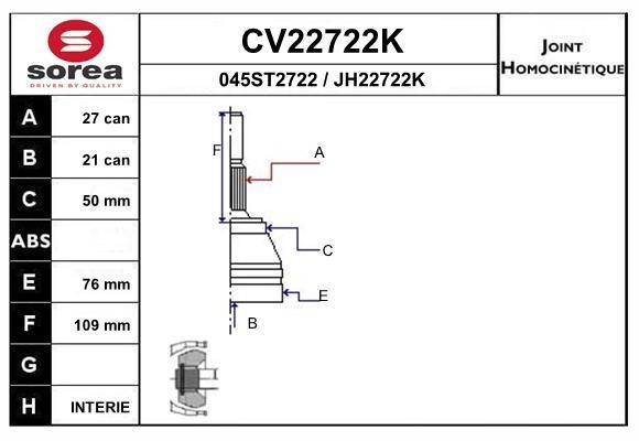 EAI CV22722K Joint kit, drive shaft CV22722K