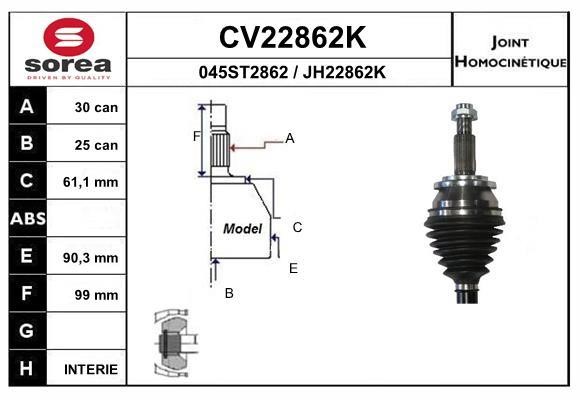 EAI CV22862K Joint kit, drive shaft CV22862K