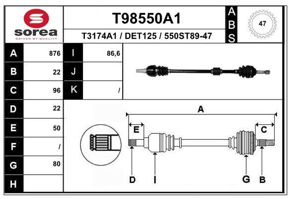 EAI T98550A1 Drive shaft T98550A1