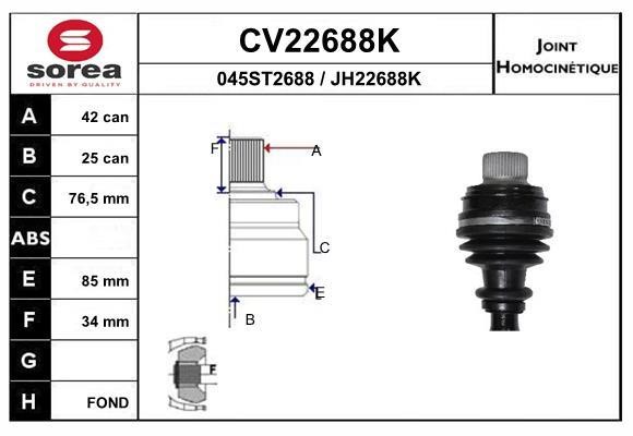 EAI CV22688K Joint kit, drive shaft CV22688K