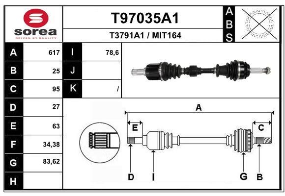 EAI T97035A1 Drive shaft T97035A1