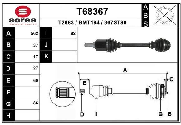 EAI T68367 Drive shaft T68367