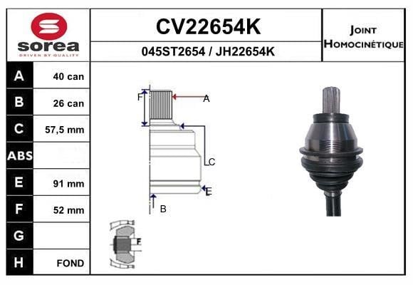 EAI CV22654K Joint kit, drive shaft CV22654K