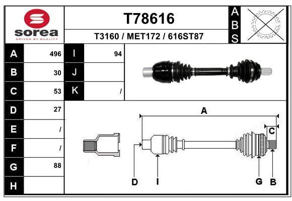EAI T78616 Drive shaft T78616