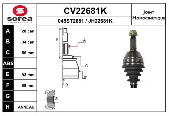 EAI CV22681K Joint kit, drive shaft CV22681K