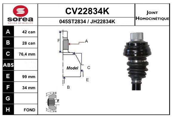 EAI CV22834K Joint kit, drive shaft CV22834K