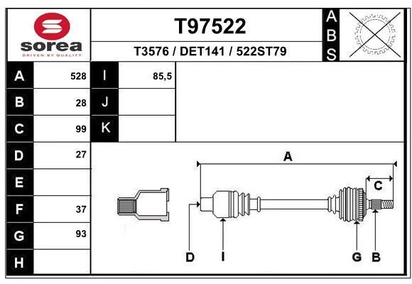 EAI T97522 Drive shaft T97522