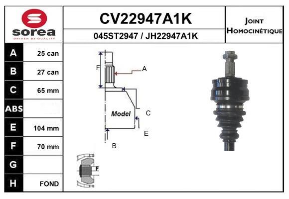 EAI CV22947A1K Joint kit, drive shaft CV22947A1K