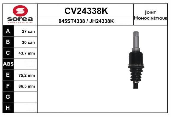 EAI CV24338K Joint kit, drive shaft CV24338K