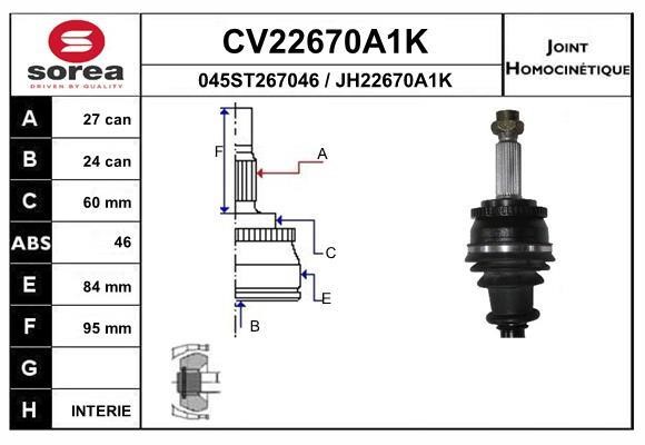 EAI CV22670A1K Joint kit, drive shaft CV22670A1K