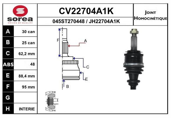 EAI CV22704A1K Joint kit, drive shaft CV22704A1K