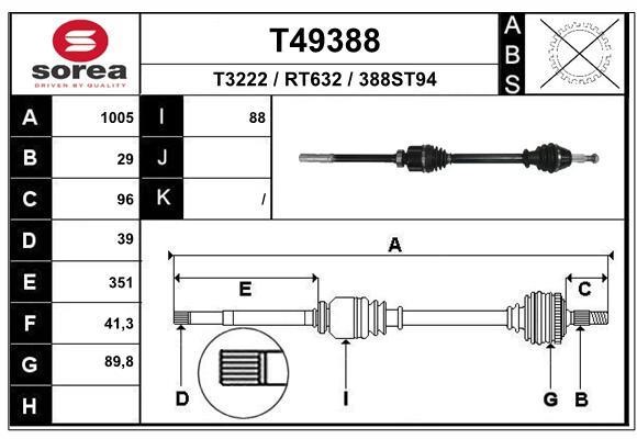 EAI T49388 Drive shaft T49388