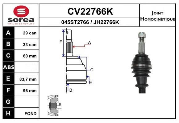 EAI CV22766K Joint kit, drive shaft CV22766K