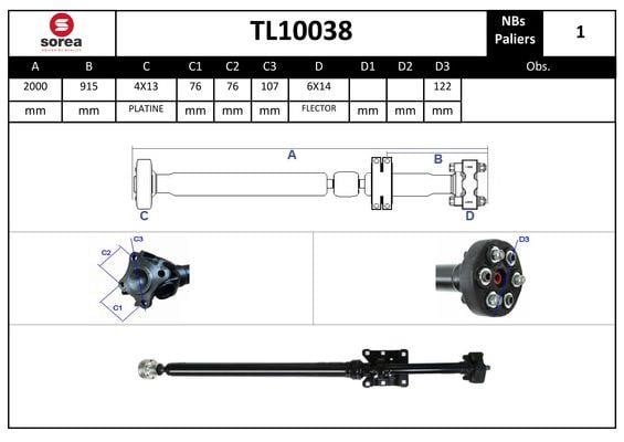 EAI TL10038 Propshaft, axle drive TL10038