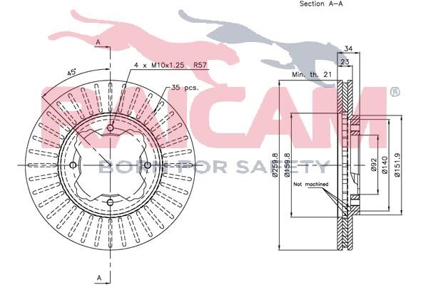 Front brake disc ventilated Raicam RD01064