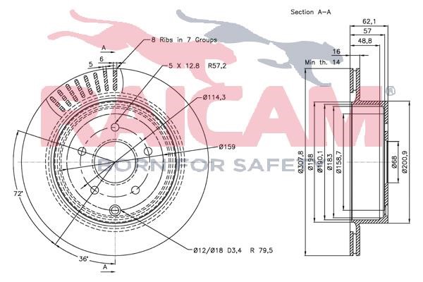 Rear ventilated brake disc Raicam RD00179