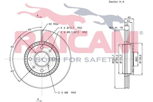 Front brake disc ventilated Raicam RD01007