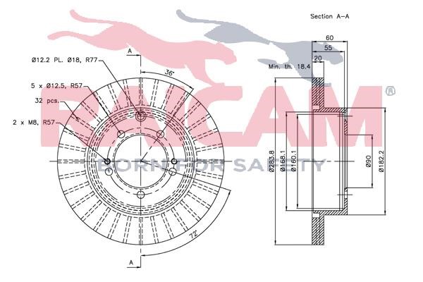 Rear ventilated brake disc Raicam RD00356