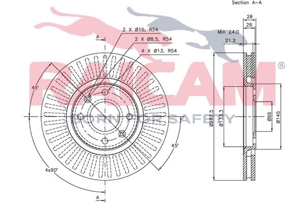 Front brake disc ventilated Raicam RD00634